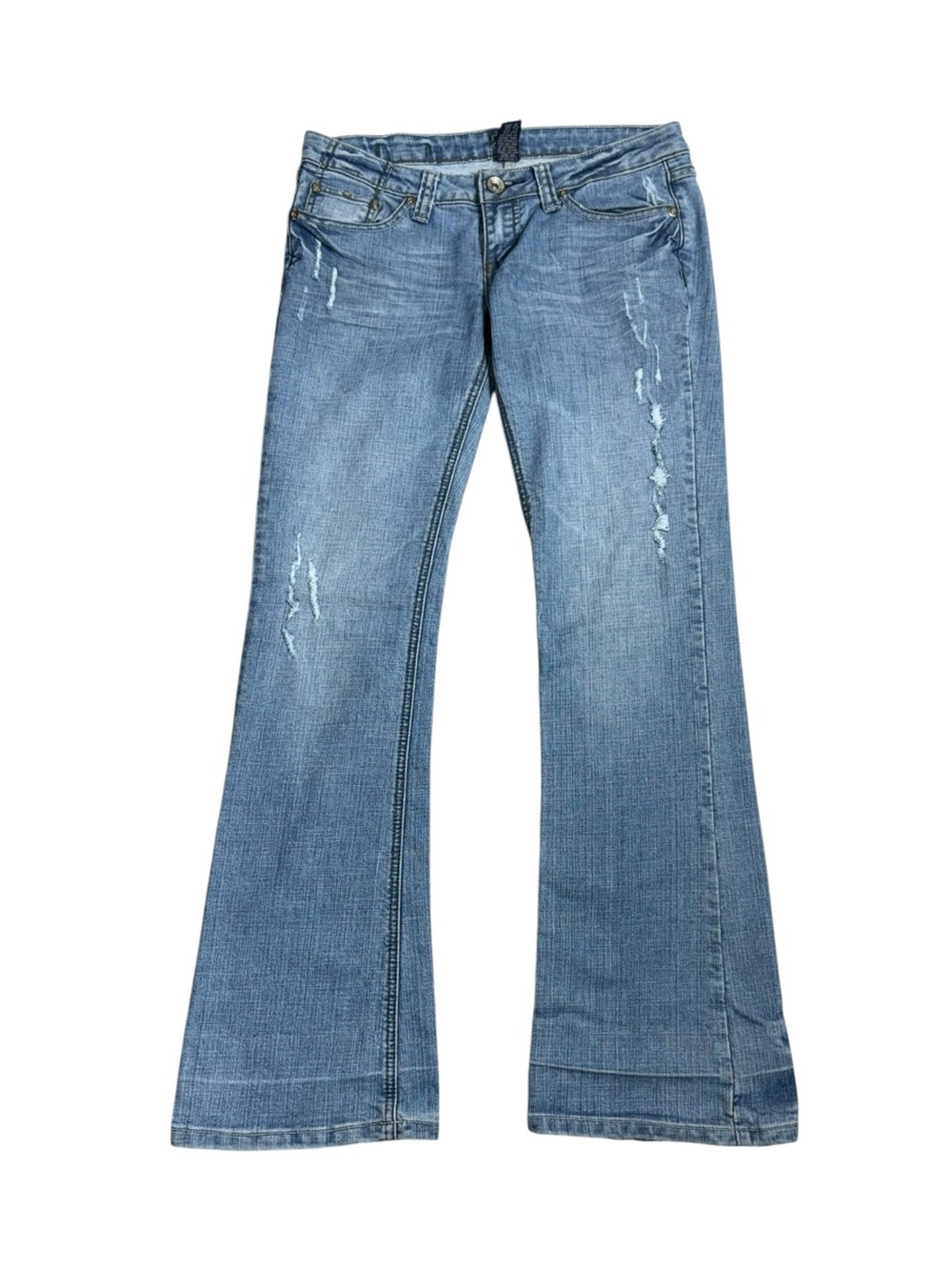 VTG Zco Low Rise Flare Jeans Distressed Y2K 2000s Size 7 Fits 6/28